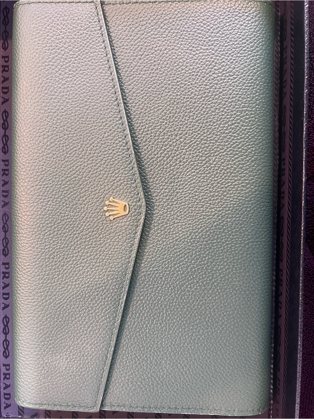 Rolex Green and Cream Leather Envelope